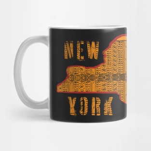 Polynesian Style New York State Map and Spellout Mug